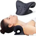 Neck Stretcher for Neck Pain Relief, Neck and Shoulder Relaxer Cervical Neck Traction Device Pillow for TMJ Pain Relief and Muscle Relax, Cervical Spine Alignment Chiropractic Pillow (Black)