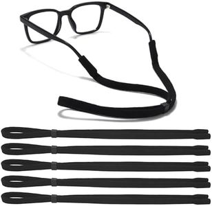 Qufiiry 5 PCS Glasses Straps, Spectacles Cord for Sports Anti-Slip, Unisex Glasses Straps, Adjustable Sports Glasses Strap, Eyeglasses Cord for Reading Sports Outdoor(Black)