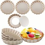 DATANYA 8Pack Mini Tart Pan 4 Inch with Removable Bottom Nonstick Round Quiche Tart Pans, Carbon Steel Fluted Side Tart Shells Mold for Baking Pies, Tartlets, Fruit Egg Tarts - Premium Champagne Gold