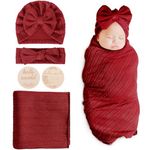 DRESHOW Newborn Baby Blanket Soft Swaddle Blankets for Infant Swaddling Receiving Warm Wraps with Bow Hat Headband