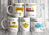 DAYS Motivational Quotes, Ceramic Coffee Mug-Best Quotes, Positive Mug, Encouragement Gift, Mental Health, Law of Attraction, Inspirational Gift Best Gift for Office Employee Set of 5