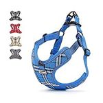 Elevant Adjustable Dog Harness, Step-in Reflective Breathable Durable Harness, Soft Padded Lightweight Vest Harness with Front Clip for Outdoor Walking Running (S, Blue Plaid)