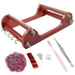 INDIVSHOW The Wooden Bead Loom Set with 20g Seed Bead,Needle,Cotton Thread,Needle Threader,Tweezre and Some Small Accessories,Tools for Bracelet,Necklace,Belts Jewelry Making