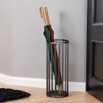 New Mark Impex Metal Wire Umbrella Stand, Black, Cylindrical, 22 x 58 cm, Entryway Organiser with Drip Tray