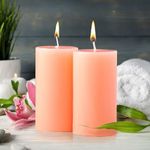 Iris Homefragrances Pack of 2 Peach Pomogranate Fragrance Pillar Candles- 160g Each- 2"x 4" (Peach Pomogranate)