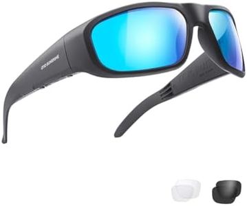 OhO Bluetooth Sunglasses,Voice Control and Open Ear Style Smart Glasses to Listen Music and Calls,UV400 Polarized Lens, Black Frame-Blue Lens(t8 Pro), Adult