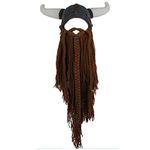 LUTICELI Beard Hats Funny Beanie Hat Handmade Knit Wig Hat Beard Facemask, Brown, One Size