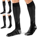 3 Pairs Compression Socks(20-30 mmHg) for Women and Men, fit for Running, Flight, Travel, Pregnancy, Nurses, Medical, Circulation and Recovery H HOME-MART (Black, Large/X-Large)