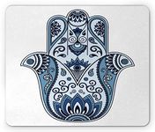 Ambesonne Hamsa Mouse Pad, Civilizations Culture Protective Power Luck Evil Eye, Rectangle Non-Slip Rubber Mousepad, Standard Size, Blue Indigo