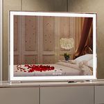 ANYHI Large Vanity Mirror with LED Light, Hollywood Mirror, Lighted Makeup Mirror, Tabletop/Wall Mirror for Bedroom & Dressing Room, Smart Touch Screen, 3 Color Modes, Silver (92x68cm)