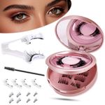 Magnetic Eyelashes with Applicator 3 Pairs Reusable Magnetic Eyelashes Natural Look Best Magnetic Lashes False Eyelashes Magnetic Eye Lashes Magnetic without Eyeliner No Glue Needed Easy to Wear