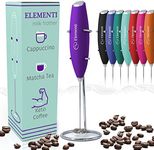 Elementi Milk Frother Wand & Matcha Mixer, Mini Electric Whisk for Coffee - Frother for Coffee - Milk Frother Handheld - Coffee Stirrers Electric Matcha Frother & Hand Whisk (Purple)