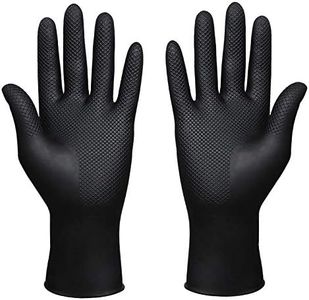 Hair Dye Gloves, Reusable Rubber Gloves, Professional Hair Coloring Accessories for Hair Salon Hair Dyeing (1 Pair, Large, Black)