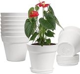 SE SUN-E Big Size Plant Pots 7.5Inch Plastic Planters with Tray and Drainage Holes Modern Decor for Home Indoor Outdoor Plants Succulent and Flowers Gift Idea 9 Pack