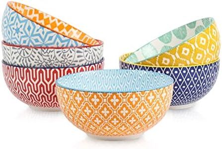 Selamica Ceramic Cereal Bowls Set of 6, 24 Oz Deep Soup Bowls for Kitchen, 5.9 Inch Dessert Bowls for Salad, Pasta, Oatmeal, Ramen, Microwave Dishwasher Safe, Set of 6, Assorted Colors