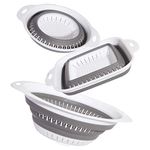 BXXY Set of 3 Collapsible Kitchen Colander/Strainer Perfect for Draining Pasta Vegetable Fruits (Gray(3Pcs)