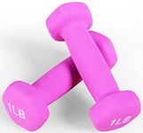 Fitvids Neoprene Dumbbell Hand Weights, Anti-Slip, Anti-roll, Hex Shape Colorful, 1-Pound, Pair