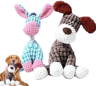 2025 New Dog Toys, Indestructible Plush Dog Toy for Aggressive Chewers, Interactive Squeaky Soft Puppy Chew Toy, Durable Teething Toys for Small Medium Large Dogs (Brown+Blue)