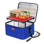 Aotto Portable Oven, 12V 24V 2-in-1 Car Food Warmer Mini Portable Microwave, Personal Electric Heating Lunch Box for Work Reheating and Cooking Meals in Truck, Vehicle, Travel, Camping, Picnic (Blue)