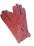 Vera Tucci TIFFANY G01 Leather Multi Colour Button & Fingers Glove (LXL, RED)