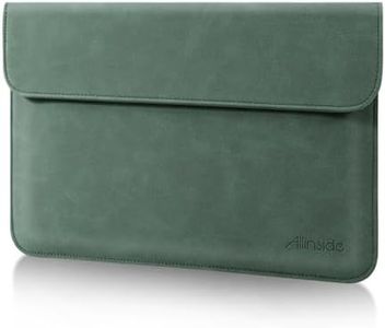 Allinside 13 Inch Laptop Sleeve Case for MacBook Air 13 2018-2024 (M2 A2681 M1 A2337)/ MacBook Pro 13 2016-2024 (M2 A2686 M1 A2338 A2251 A2289 A2159), PU Leather Envelope Laptop Case, Dark Green