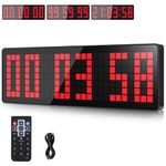 AnExer Gym Timers, 13.2" Large Digital Wall Timer Clock with Countdown & Up Stopwatch, Remote Control for Living Room, Office, Kitchen, Classroom, Gym