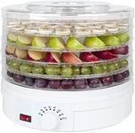 Food Dehydrator Machine - Dehydrate Beef Jerky, Meats, Mushrooms, Fruits & Vegetables - Great For At Home Use - Uses High-Heat Circulation for Even Dehydration - 5 Easy to Clean Stackable Trays.