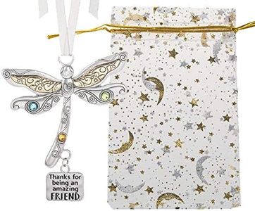 Friend Ornament Thanks for Being an Amazing Friend Dragonfly Charm Thoughtful Ornaments Friendship Gift Hanging Home Décor for Christmas, Birthdays, or Everyday in a Festive Bag & White Gift Box