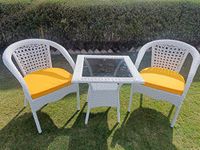 Garden Living 4+1 Outdoor Indoor Patio Furniture Sets Rattan Chair Patio Set Wicker Conversation Set Poolside Lawn Chairs Swing Area Balcony Outdoor Garden Furniture (2+1, Yellow)