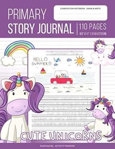 Primary Story Journal Draw and Write: Primary Composition Notebook with Picture Spaces Grades K-2 - Cute Unicorn Notebook with Writing & Drawing Area for Kids Ages 4-8 | Girls