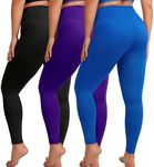 VALANDY Creamlush 3 Pack Plus Size Leggings for Women-High Waisted Tummy Control Soft Stretchy Yoga Pants, 3 Packs - Black/Violet/Sapphire, 5X-Large