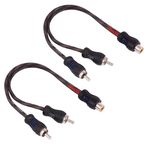 CLATE RCA 1 Female to 2 Male RCA Y Splitter Adapter Cable (12" Inches) For Speakers, CD/DVD Players, TV, Subwoofers, Hi-Fi Audio System, Amplifiers (2)