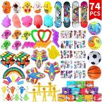 Party Bag Fillers for kids 74 PCS Unisex Small Toy for Party Bag Boys Girls Kids Toy Assortment Classroom Prizes Game Rewards Goody Party Bags Fillers Pinata Stocking Fillers Birthday Party Gift
