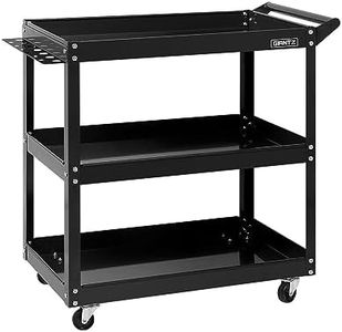 Giantz 3 Tier Steel Tool Trolley, Tools Storage Trolleys Cart Mechanic Rolling Carts Garage Bar Workshop Warehouse Organiser, 150kg Capacity Rust Resistant Lockable Castors Black