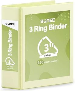 SUNEE 3 Ring Binder 3 Inch D Ring, Clear View Binder Three Ring PVC-Free (Fit 8.5x11 Inches) for School or Office Supplies, Yellow, 1 Pack