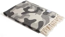 InfuseZen Turkish Bath & Beach Towel – Reversible Camouflage Print - 100% Organic Turkish Cotton - Soft, Lightweight, Absorbent Peshtemal, Quick Dry, Sand Free – Gym, Throw, Travel - Black Camo
