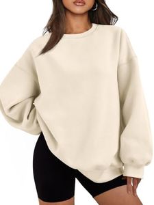 EFAN Womens Sweatshirts Hoodies Oversized Sweaters Crewneck Fleece Casual Tops Basic Comfy Fall Fashion Clothes 2026 Plus Size Maternity Workout Lounge Wear Winter Outfits Apricot L