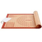 Extra Thick Silicone Baking Mats Sheet, Non Stick Pastry Rolling Mat with Measurement 60×40cm, Non-Slip Silicon Dough kneading Mat, Counter Table Mat, Placemat, for Pie/Cake/Pizza (Red+Scraper)