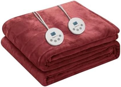 Wapaneus Heated Blanket Electric Queen Size 84"x90"-Dual Control with 10 Heat Levels 12 Timer Settings and 8 Hours Auto-Shut Off,Fast-Heating Electric Blanket,ETL Listed Machine Washable,Red