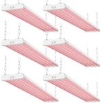 Sunco 6 Pack Grow Lights for Indoor Plants LED, 4FT Grow Light for Greenhouse, 80W, Full Spectrum, Integrated Suspended Fixture, Linkable, Plug in, for Seedlings, Vegetables, Flowers.