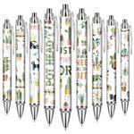 VorkiVecKi Green Plant Ballpoint Pens - Writing Office Pens Gifts Funny 24 Pcs Retractable Black Ink Fine Ball Point Cartoon Plants Pen for School Office Supplies Women Men Teacher Students Journaling