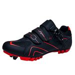 MTB Cycling Shoes for Men Women Mountain Bike Shoes Breathable Compatible Riding Racing SPD Cleats and Lock Pedal Black Red 230