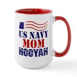 CafePress US Navy Mom Hooyah Mugs 15 oz (444 ml) Ceramic Coffee Mug