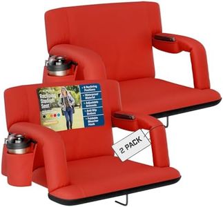 Alpcour Reclining Stadium Seat – Wide Bleacher Chair with Back Support and Cushion, Armrests, Side Pockets, and Bleachers Hook – Best Stadium Seats Chairs for Camping, Kayak, & Paddle Board Backs