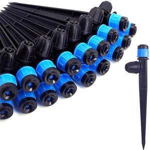 ZHZHLED 50Pcs Drip Irrigation Emitters with Lock, Adjustable 360 Degree Water Flow Irrigation Drippers for 1/4" Drip Irrigation Tubing, Micro Spray Drip System Parts for Garden Irrigation System