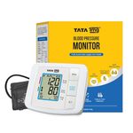 TATA 1mg Blood Pressure Monitor | Digital BP check machine for home | Fully automatic upper arm style BP monitor | With USB cable & AA battery | Large LCD Display | Memory 90 sets for 2 users