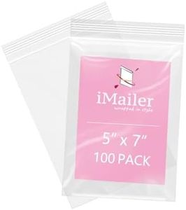 iMailer - 100 Pcs - 5" x 7" Clear Small Zip Bag - Reclosable Zip Plastic Poly Bags 2 Mil with Resealable Lock Seal Zipper for A2 A4 A6 Cards & Envelopes, Bakery, Cookies, Sandwich