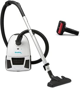 Simplicity Vacuums Jill Compact Canister Vacuum Cleaner with Pet Tool Fur Remover, Bagged Vacuum with Certified HEPA Filtration for Hard Floors and Rugs, Stair Vacuum