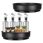 WOPPLXY Lazy Susan Organizer - 2 Pack 10 Inch Stainless Steel Rotating Spice Racks with Turntable, Turntable Organizer for Cabinet Pantry Kitchen Countertop Bathroom Refrigerator Table Storage, Black