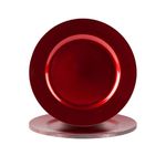 Argon Tableware Metallic Charger Plates - Red - 33cm - Pack of 6 - Metallic Finish Reusable Dining Table Setting Plates for Christmas, Party Celebrations, Restaurant Decor Placemats